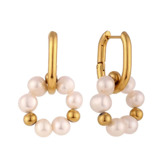 18K Gold Pearl Dream Hoop Earrings