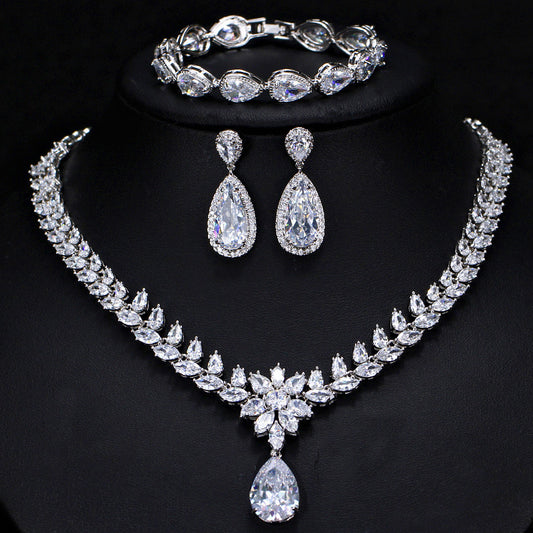 Evening Necklace and Earrings Three-piece Set