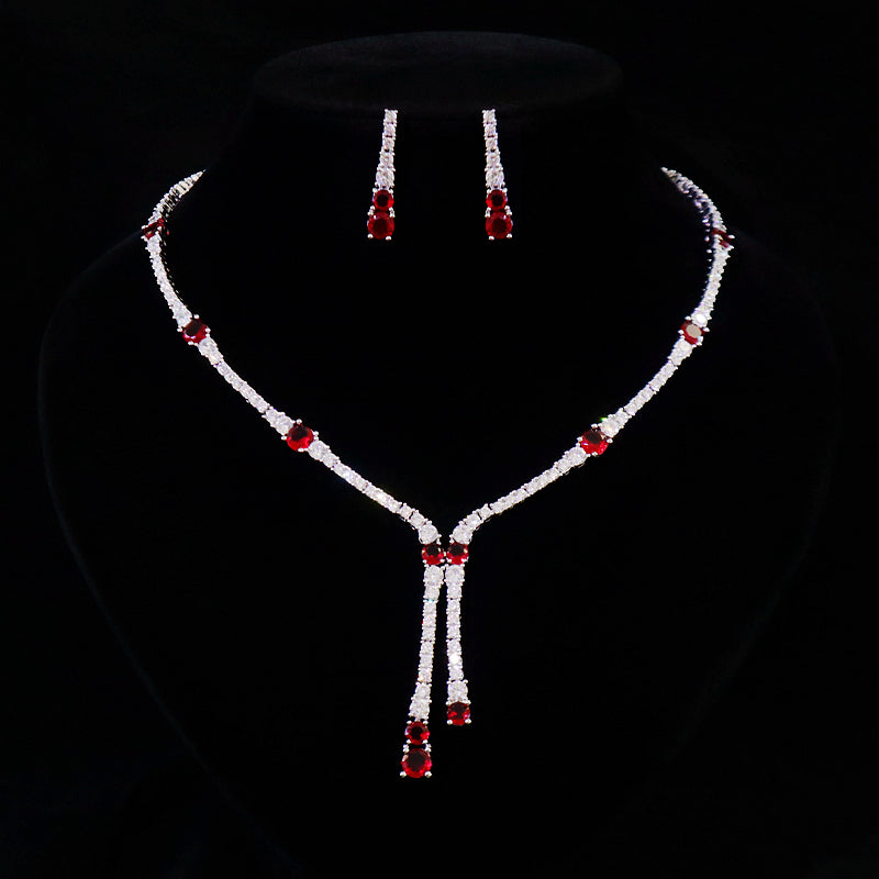 Elegant Ruby Wedding Jewelry Sets