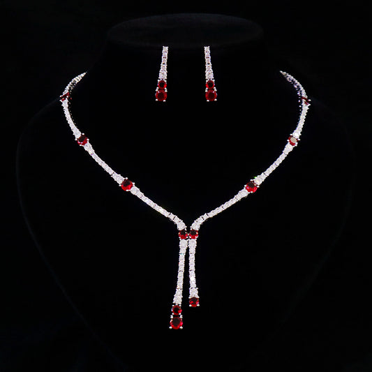 Elegant Ruby Wedding Jewelry Sets