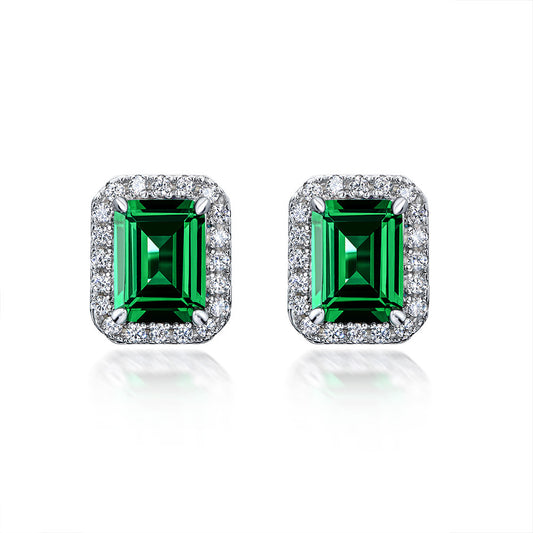 2ct Emerald Cut Emerald Stud Earrings