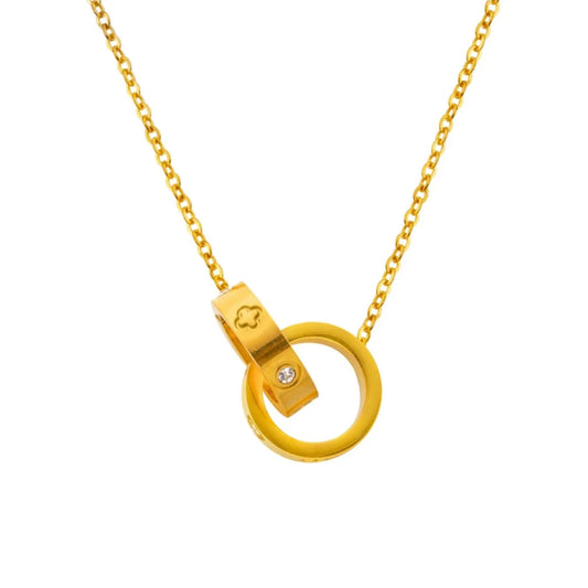 18K Gold Dome Clover Necklace