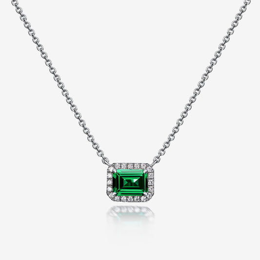 2ct Emerald Cut Emerald  Link Chain Necklace