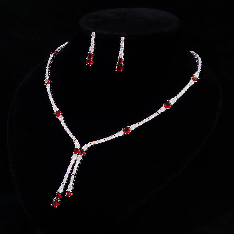 Elegant Ruby Wedding Jewelry Sets