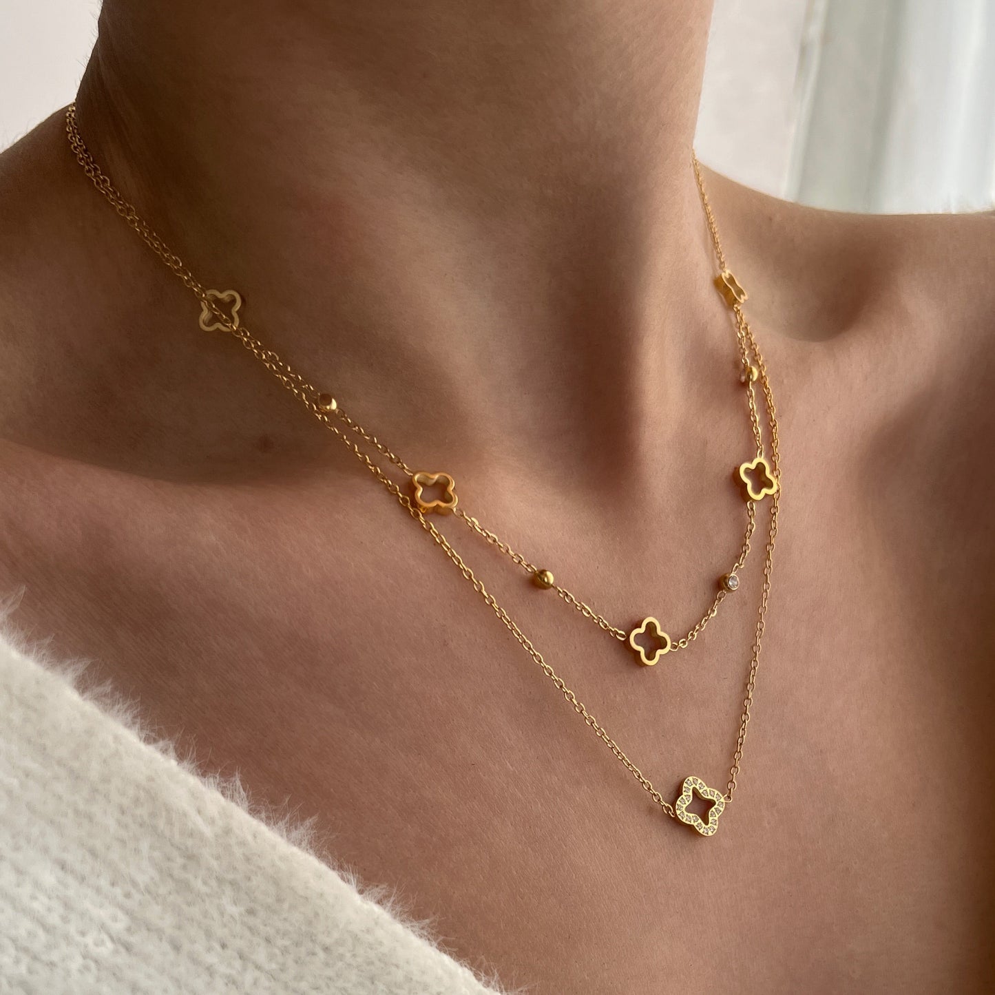 18K Gold Bria Clover Necklace