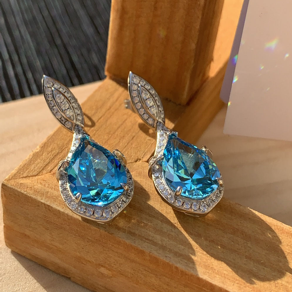 19CTW Pear Cut Aquamarine Drop Earrings