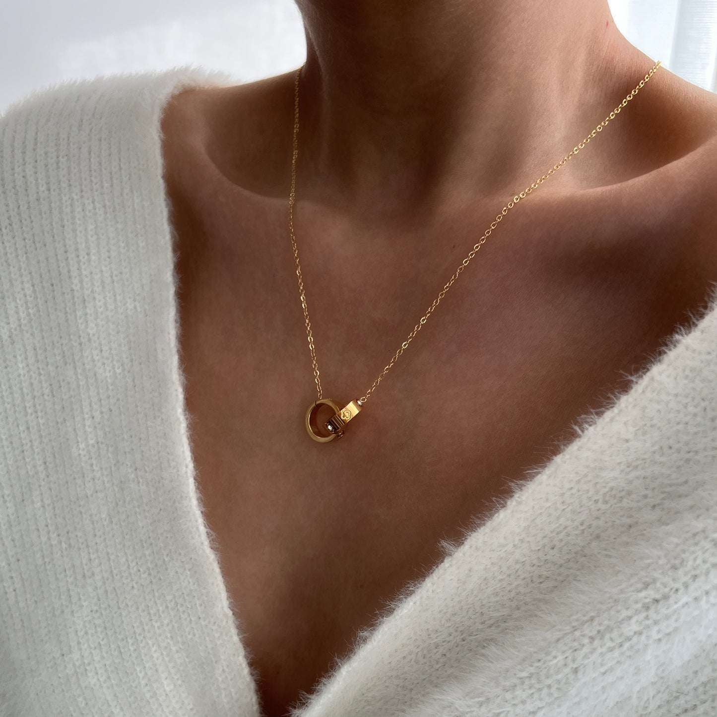 18K Gold Dome Clover Necklace