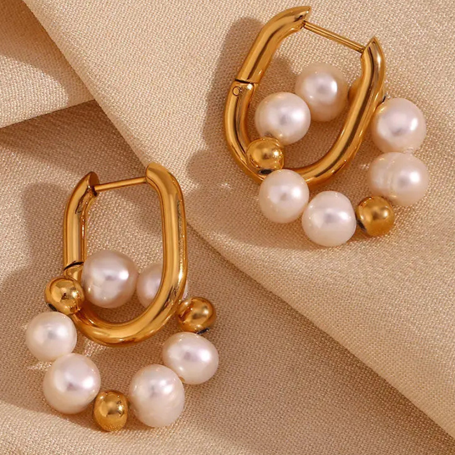 18K Gold Pearl Dream Hoop Earrings