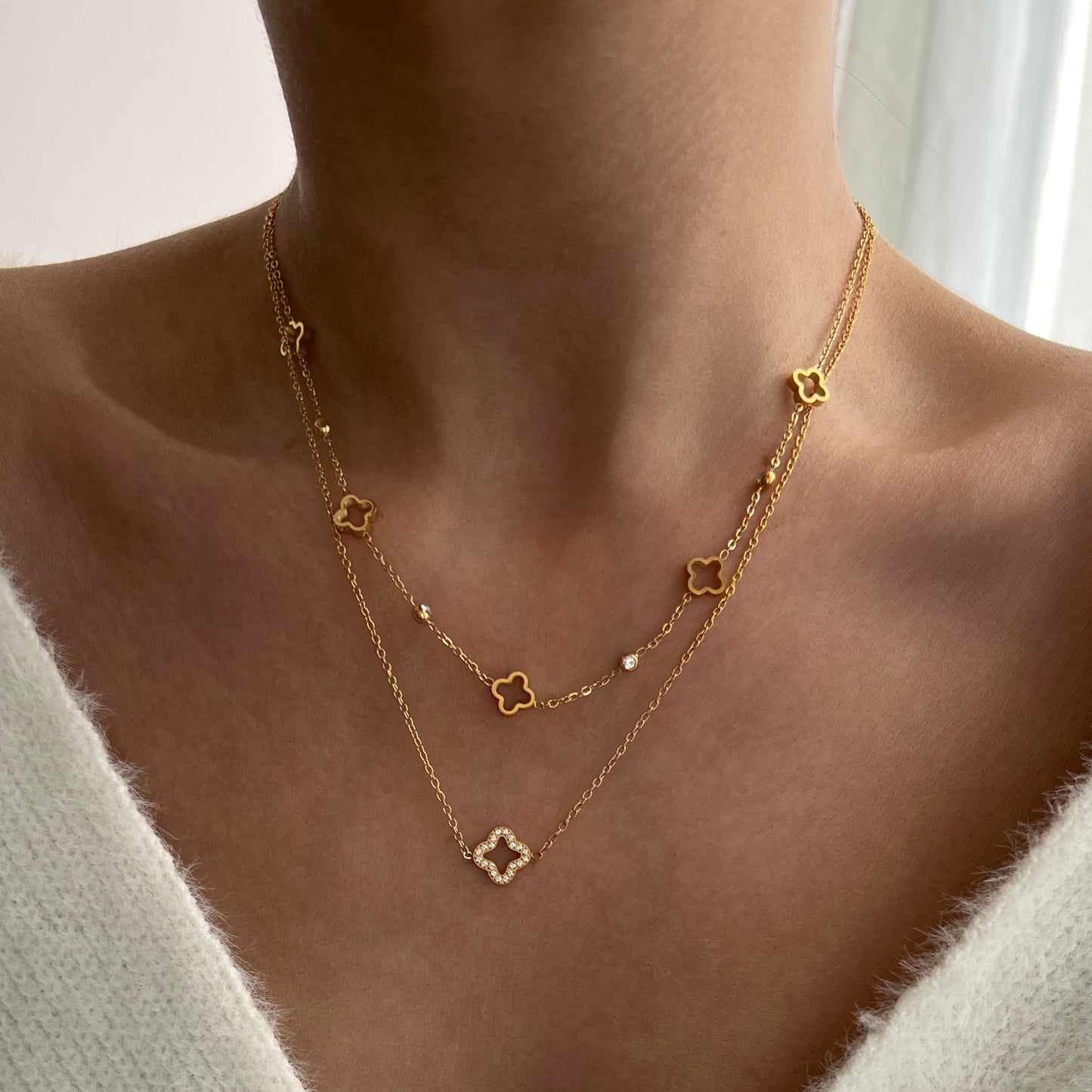 18K Gold UMO Clover Necklace