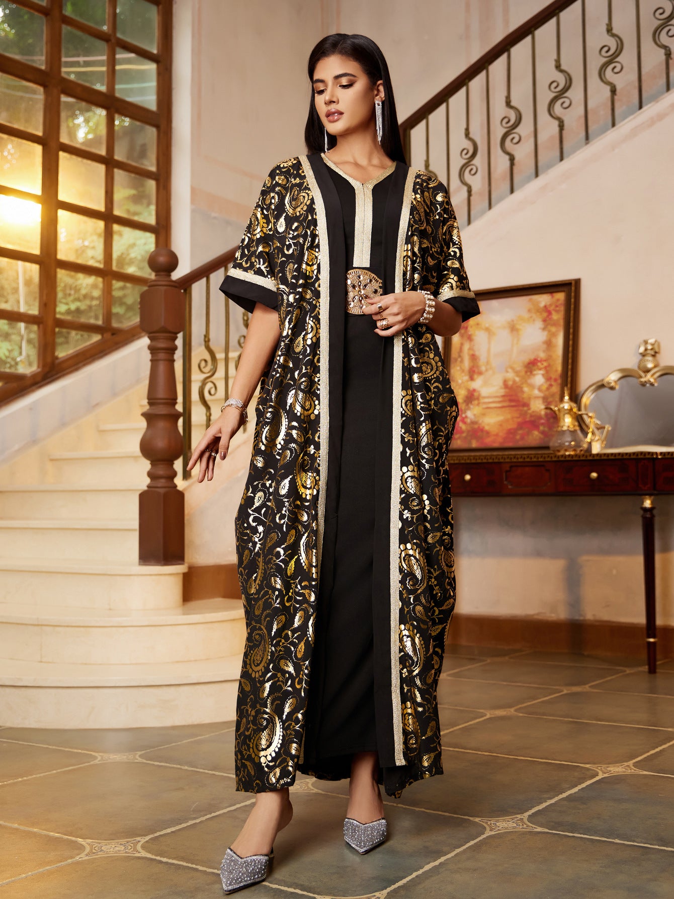 Abaya Floral Two Piece Dress