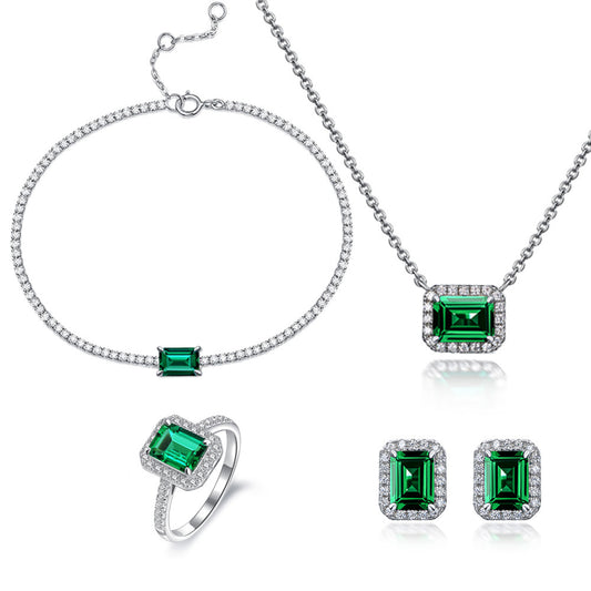 4 Sets Emerald Cut Emerald Jewelry