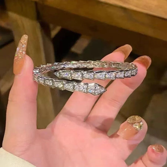 Micro Diamond Studded Snake-shaped Bracelet