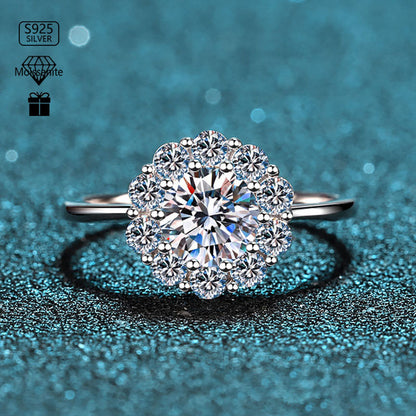 Stunna Lady Halo with Split Shank Moissanite Ring