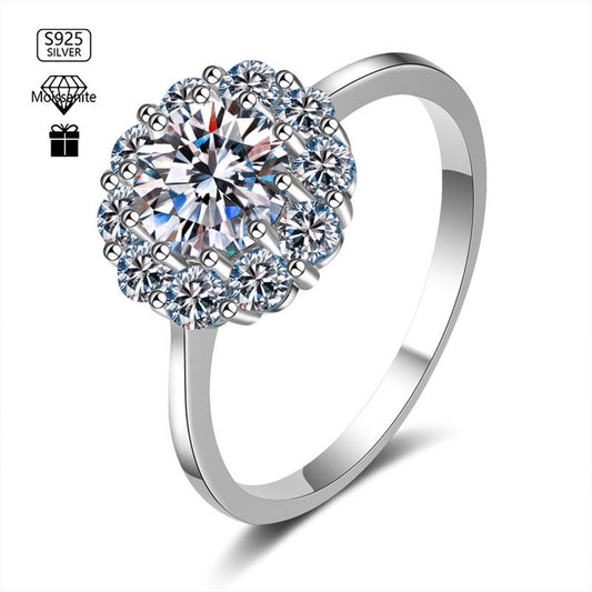 Stunna Lady Halo with Split Shank Moissanite Ring