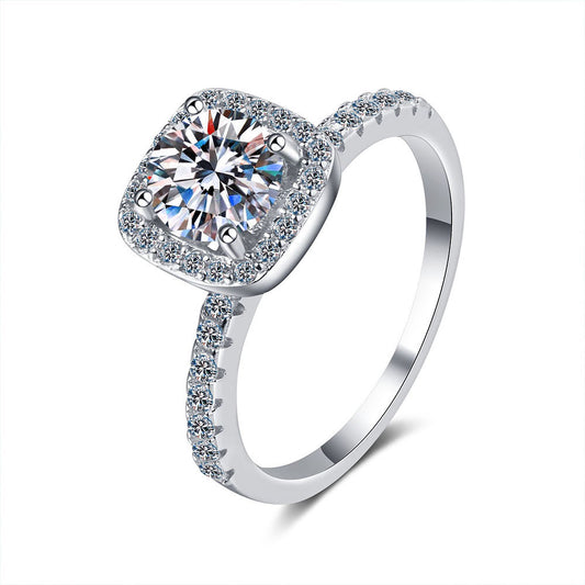 Stunna Lady 1CT 2CT Square Halo  Moissanite Ring