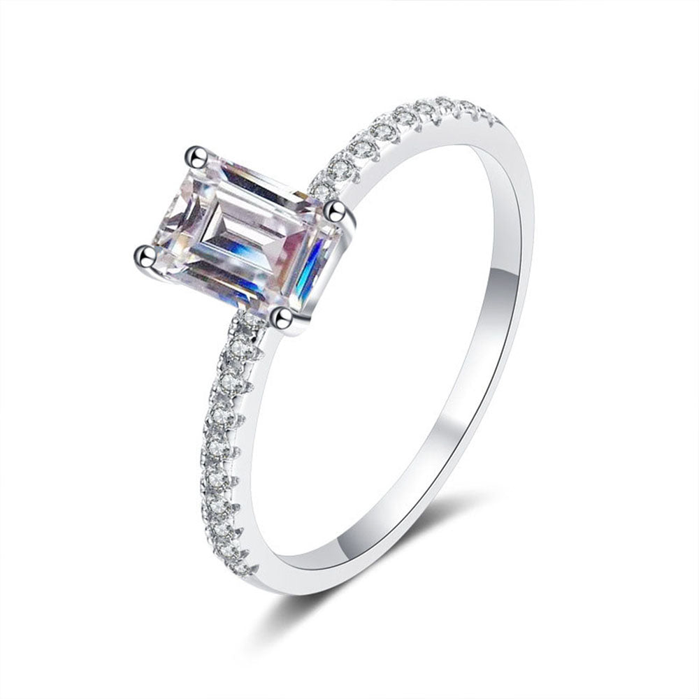 Stunna Lady 1CT 2CT Emerald Cut Paved Moissanite Ring