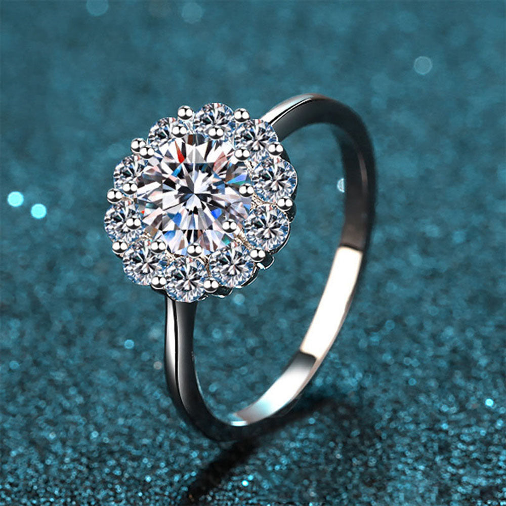 Stunna Lady 1CT Flower Halo Moissanite Ring