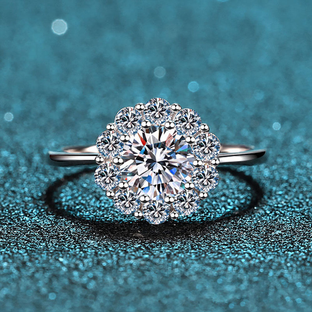 Stunna Lady 1CT Flower Halo Moissanite Ring