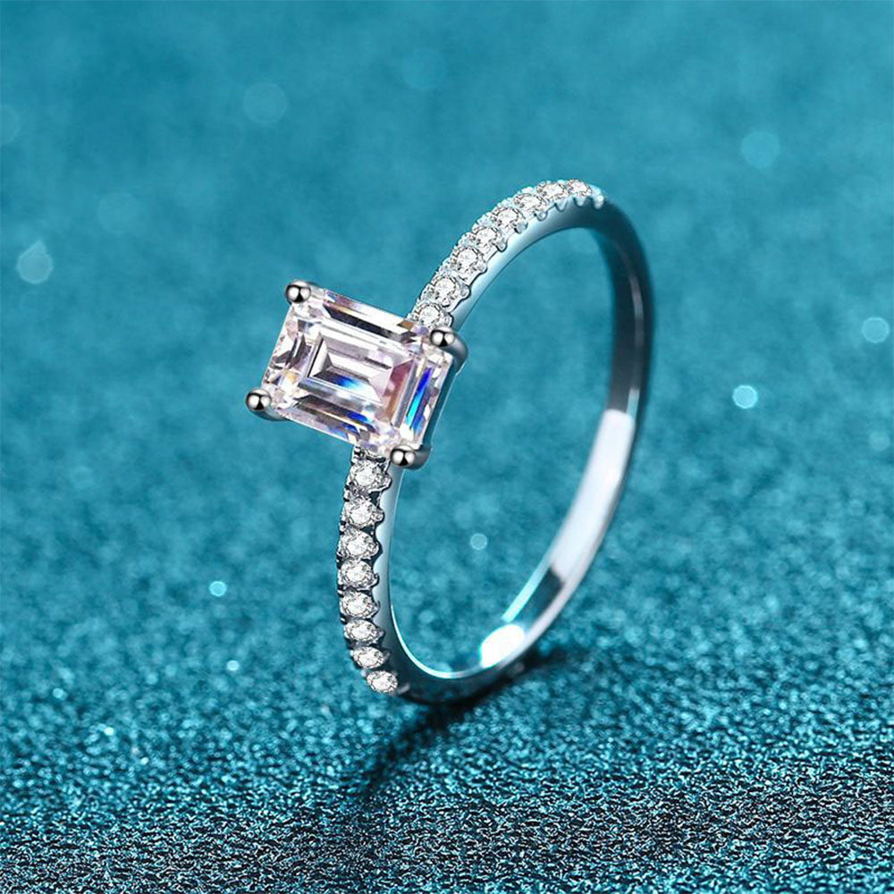 Stunna Lady 1CT 2CT Emerald Cut Paved Moissanite Ring